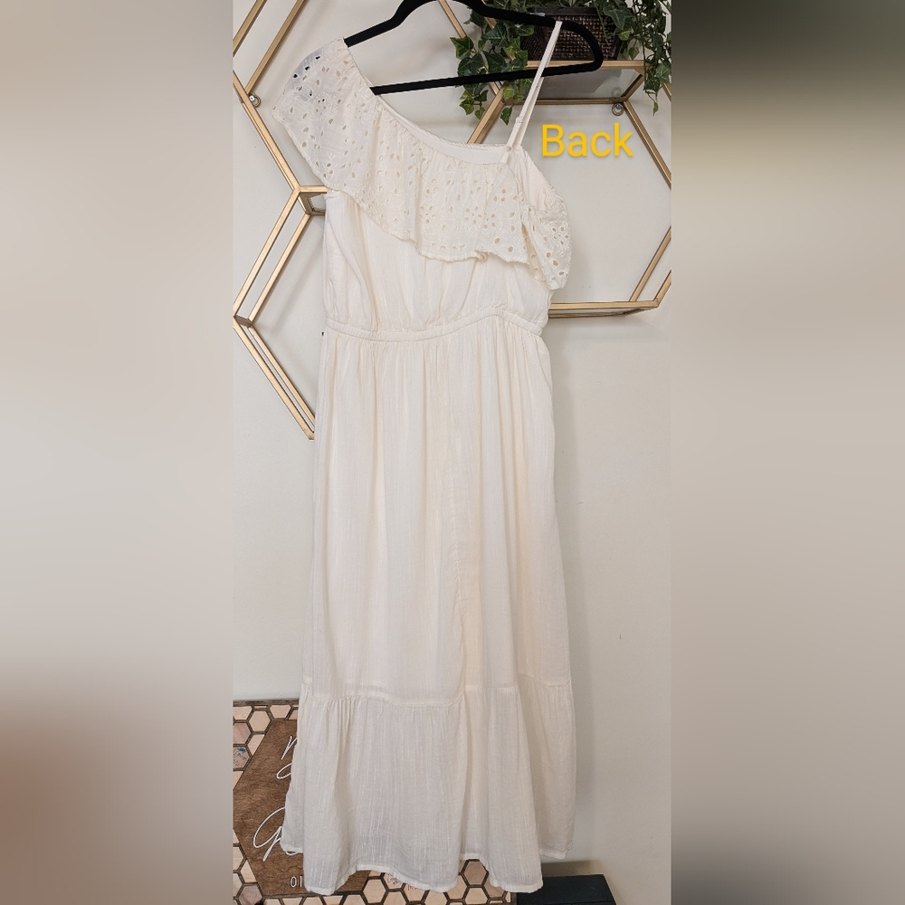 Old Navy Cream Cotton-Blend One Shoulder Dress Small - Picture 12 of 12